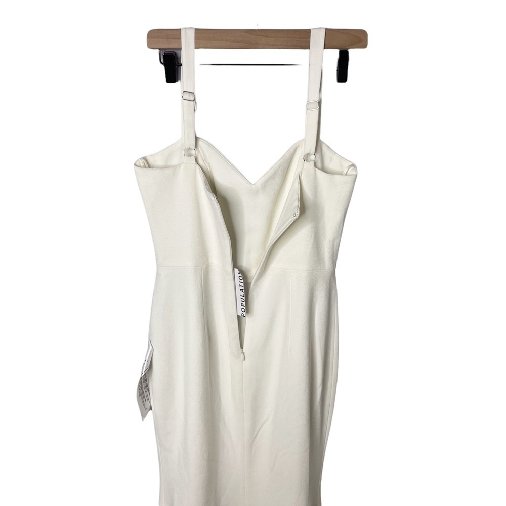 Dress The Population Estella Dress Gown Leg Slit White Size Medium Wedding - Picture 9 of 12